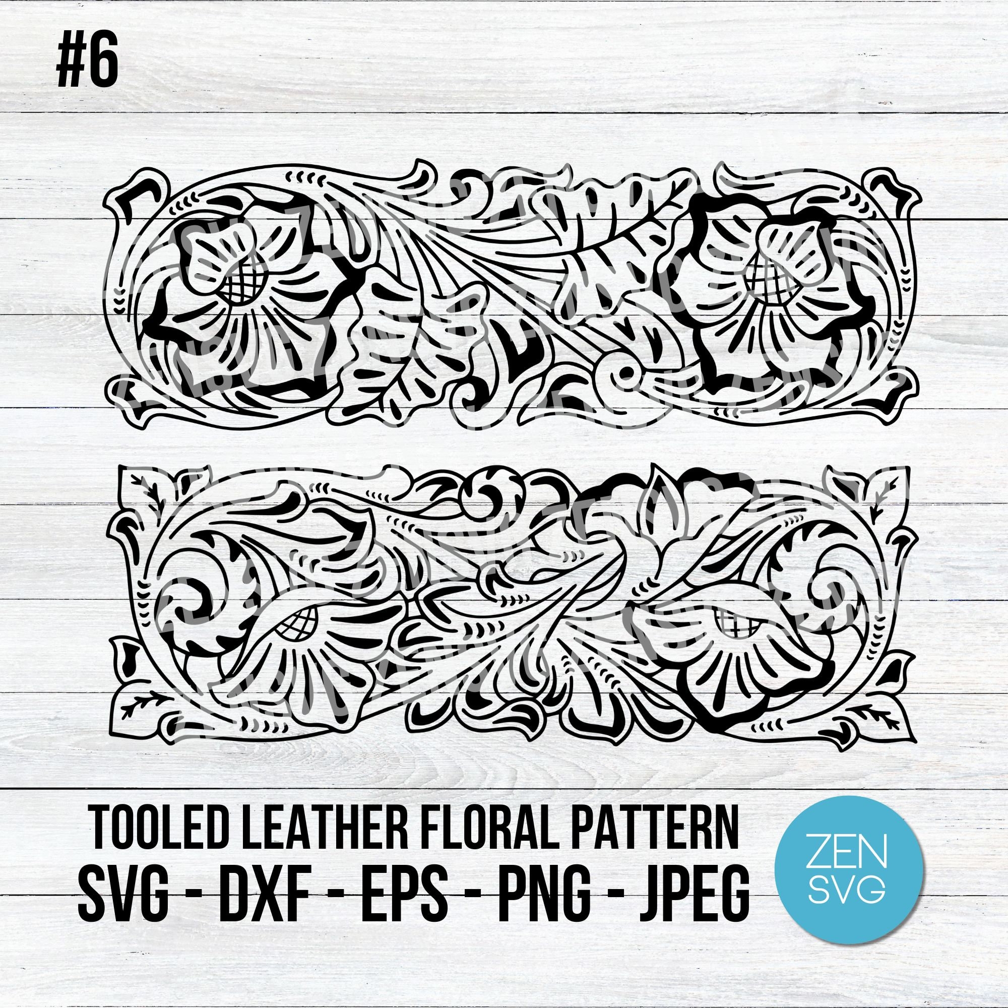 Floral Tooled Leather Pattern For Cutting Machines Sheridan Style Floral Pattern Svg Leather Carving Floral Svg Cut File DIY Floral Vines Etsy