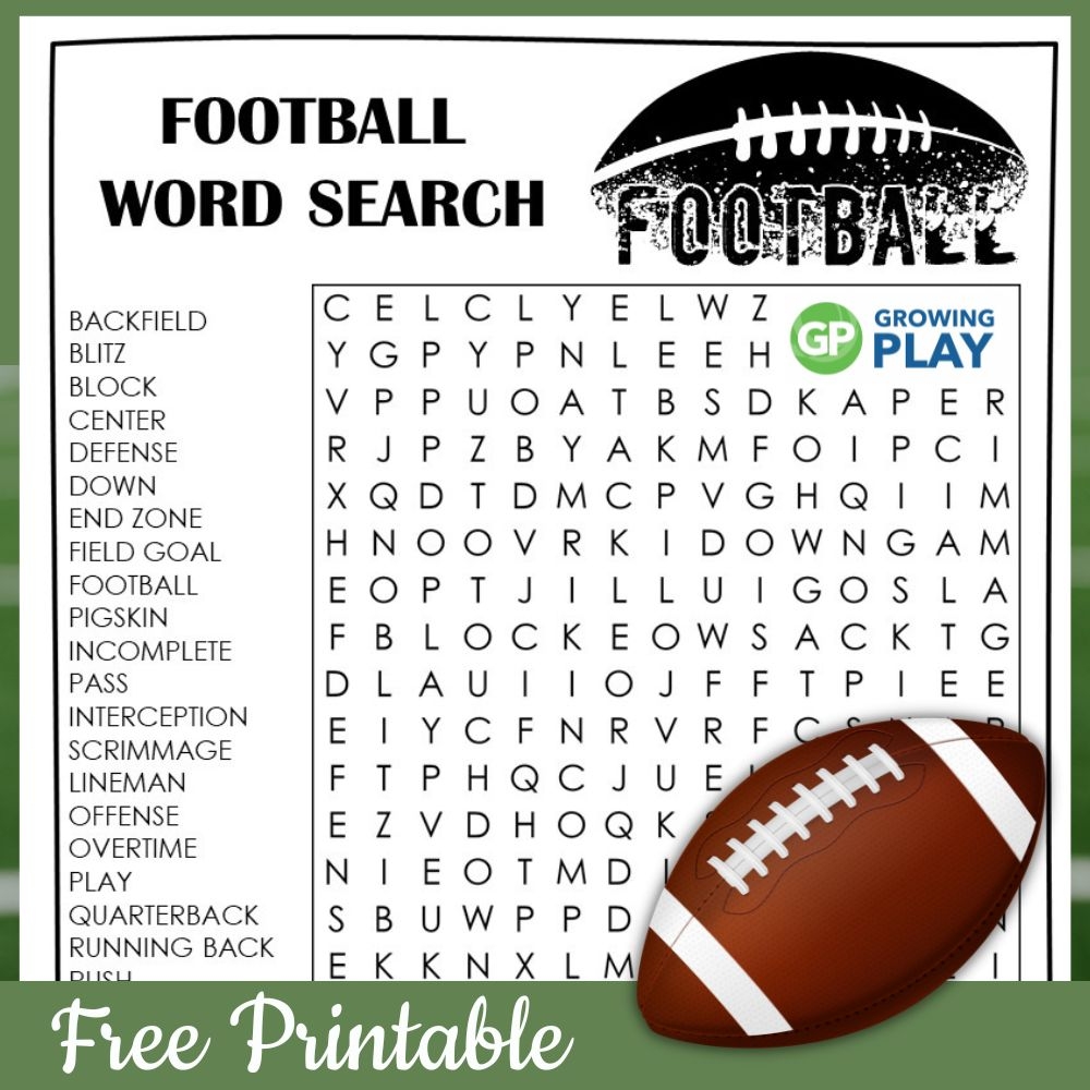 Football Word Search FREE PDF Growing Play