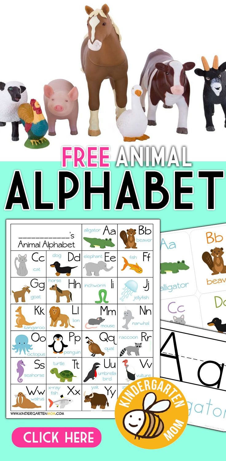 Free Animal Alphabet Printables For Kindergarten Free Printable Alphabet Chart Features A Cute Animal Alphabet Kindergarten Animal Alphabet Letter Flashcards