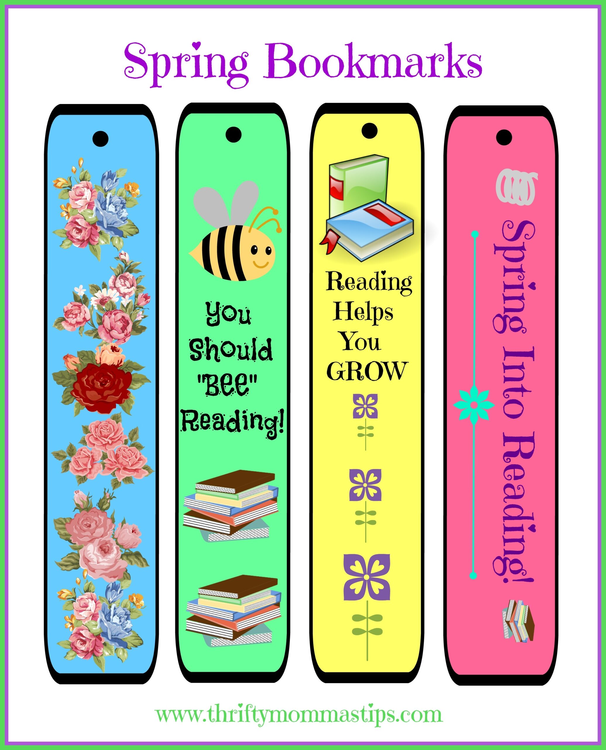 Free Cheery DIY Spring Bookmarks Printable Thrifty Mommas Tips
