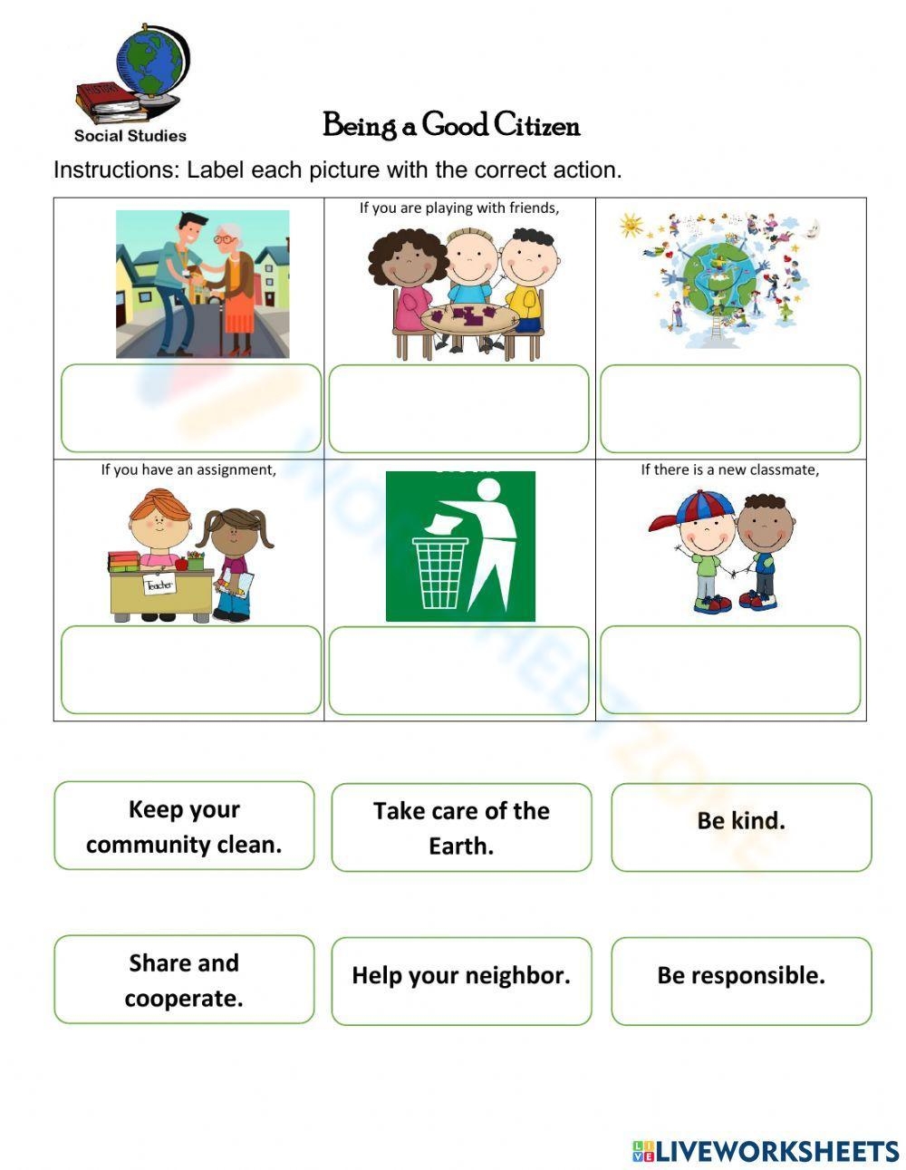 Free Collection Of Citizen In The Community Worksheets