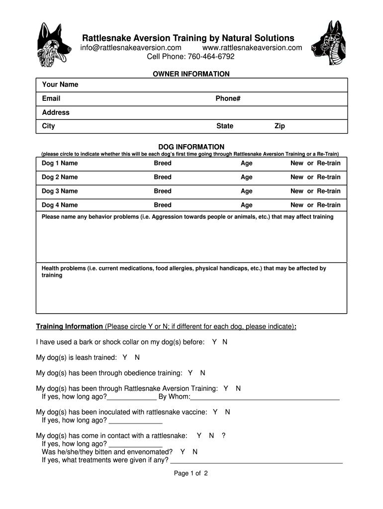 Free Dog Training Contract Template Fill Out Sign Online DocHub