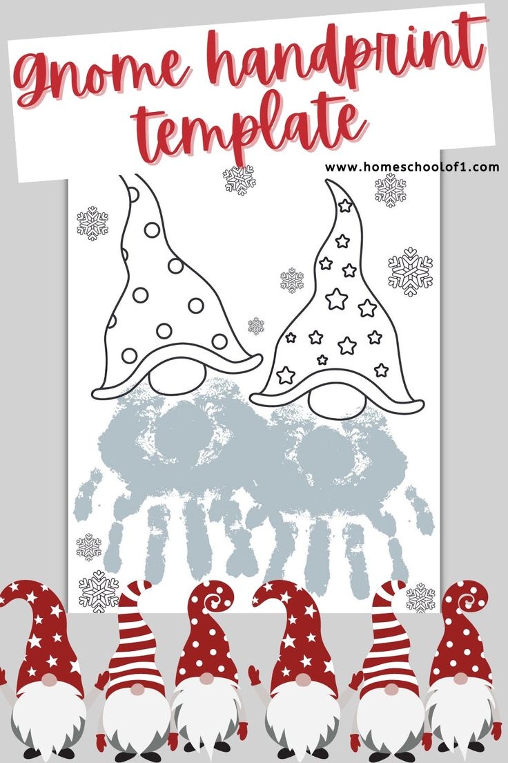 Free Gnome Handprint Template For Christmas Christmas Cards Kids Handprint Christmas Preschool Christmas