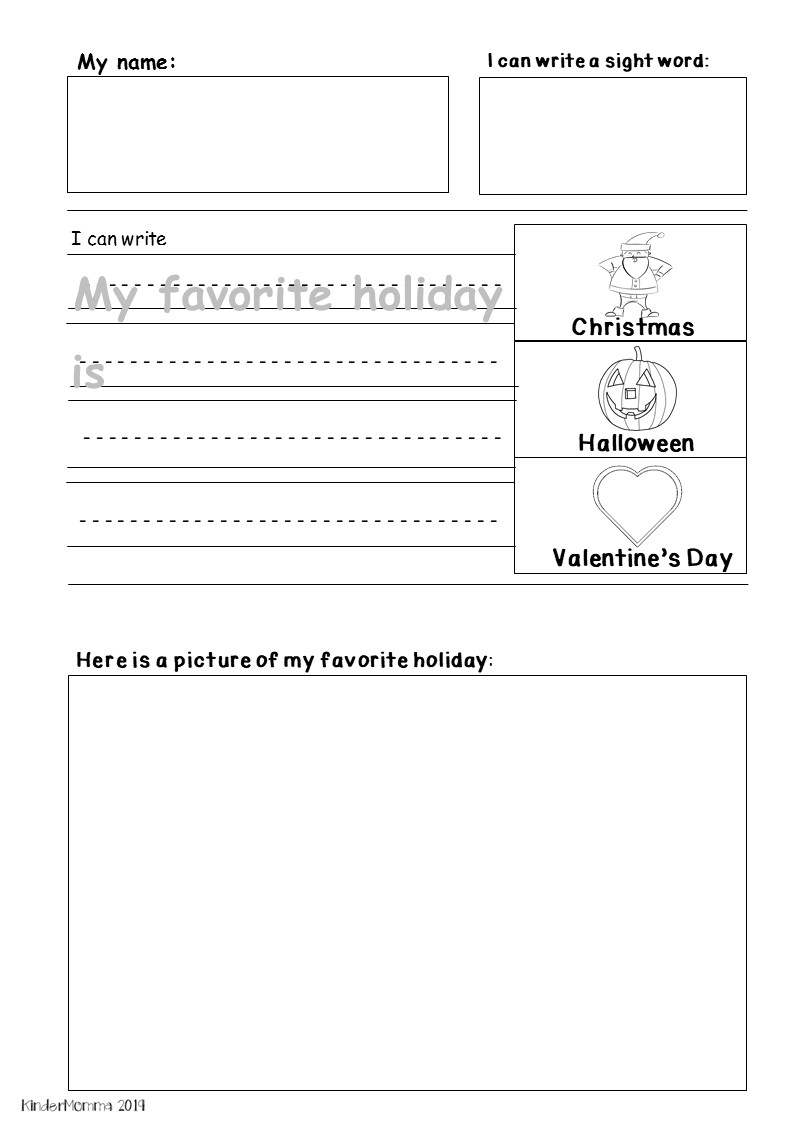 Free Holiday Writing Printable Kindermomma