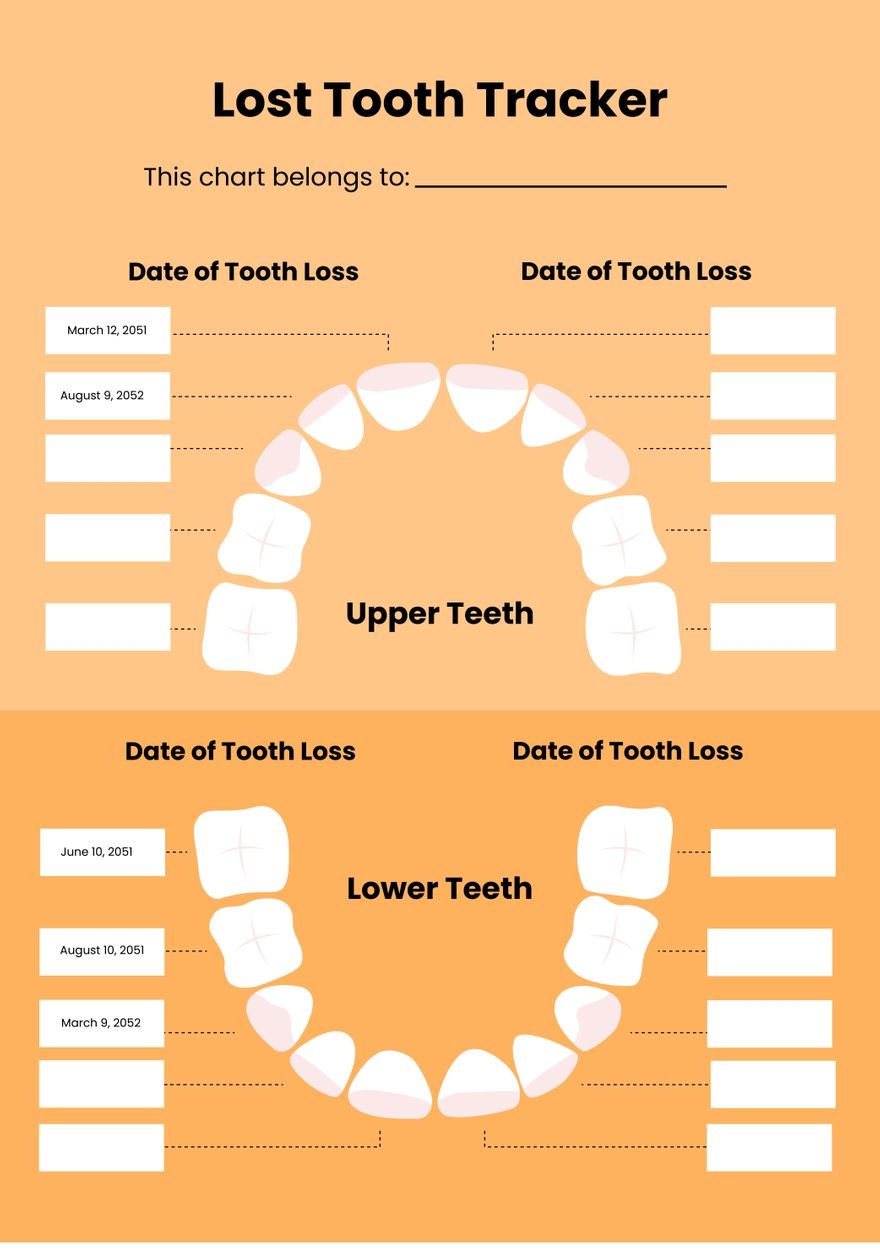 Free Lost Tooth Chart In Illustrator PDF Download Template