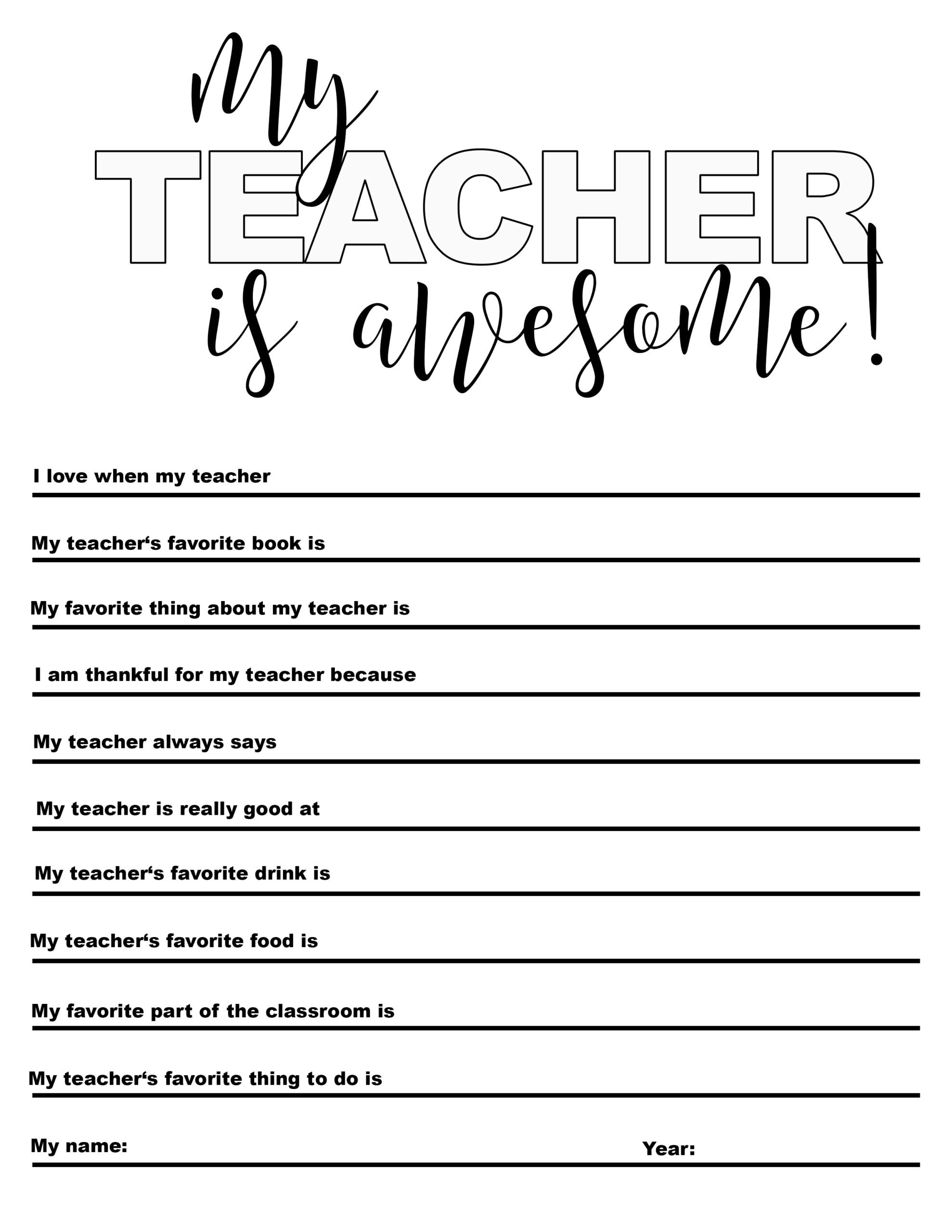 Free My Teacher Is Awesome Printable Heather s Dish