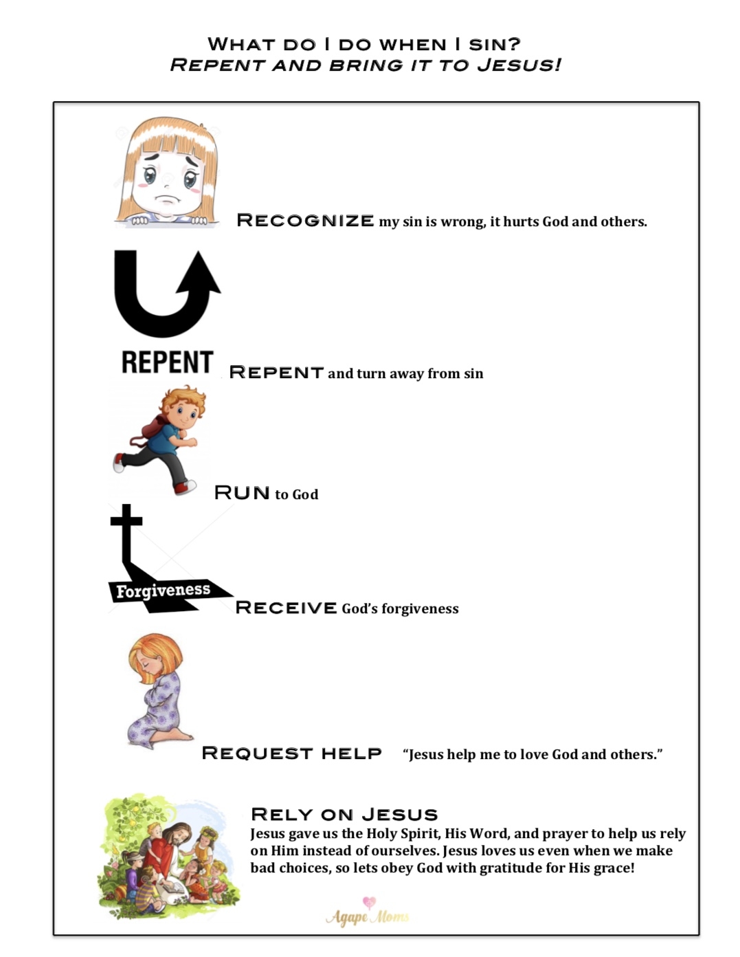 FREE PRINTABLE A Kids Guide To Repentance Agape Moms