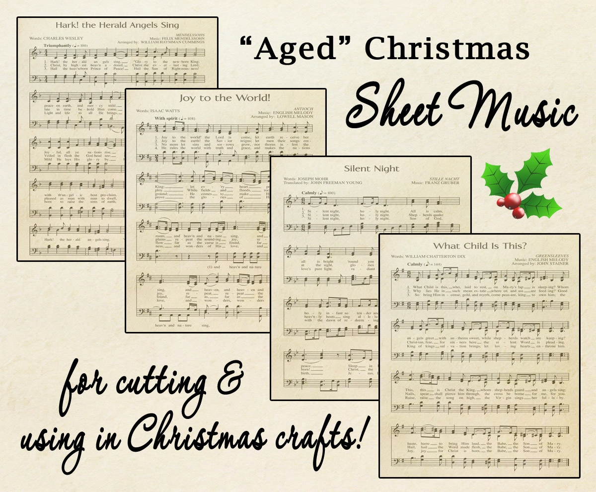 Free Printable Aged Music Sheets Celebrating Holidays