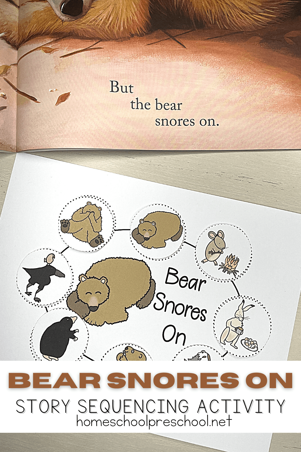FREE Printable Bear Snores On Sequencing Cards