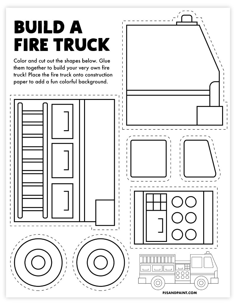 Free Printable Build A Fire Truck Craft Fire Safety Preschool Crafts Fire Truck Craft Fire Trucks