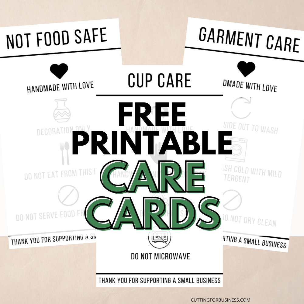 Free Printable Care Cards For Your Craft Business Cutting For Business