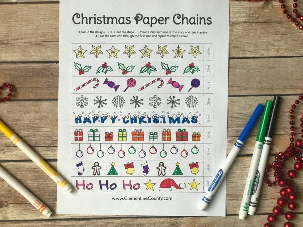 Free Printable Christmas Chains To Color Clementine County