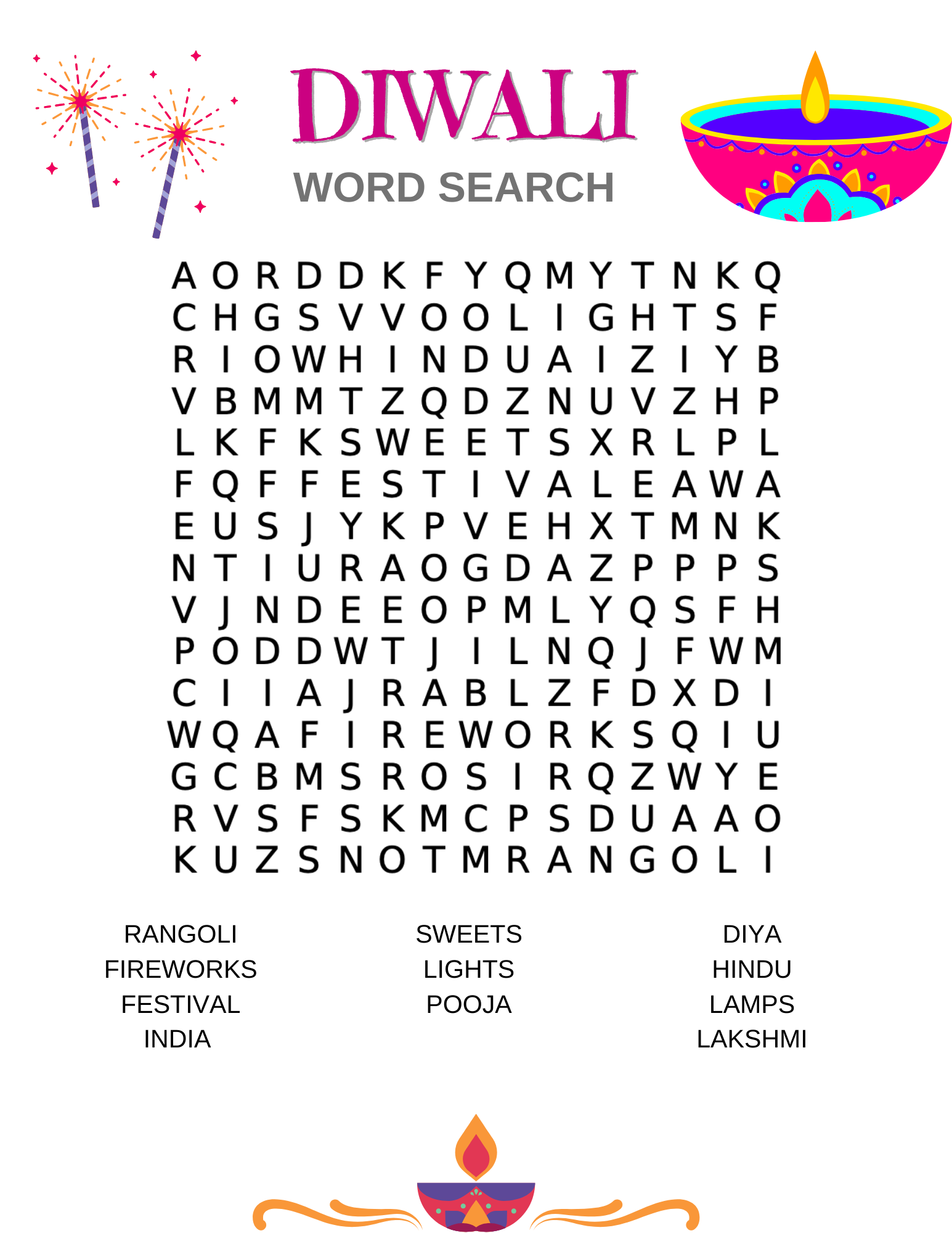 Free Printable Diwali Word Search Classy Mommy