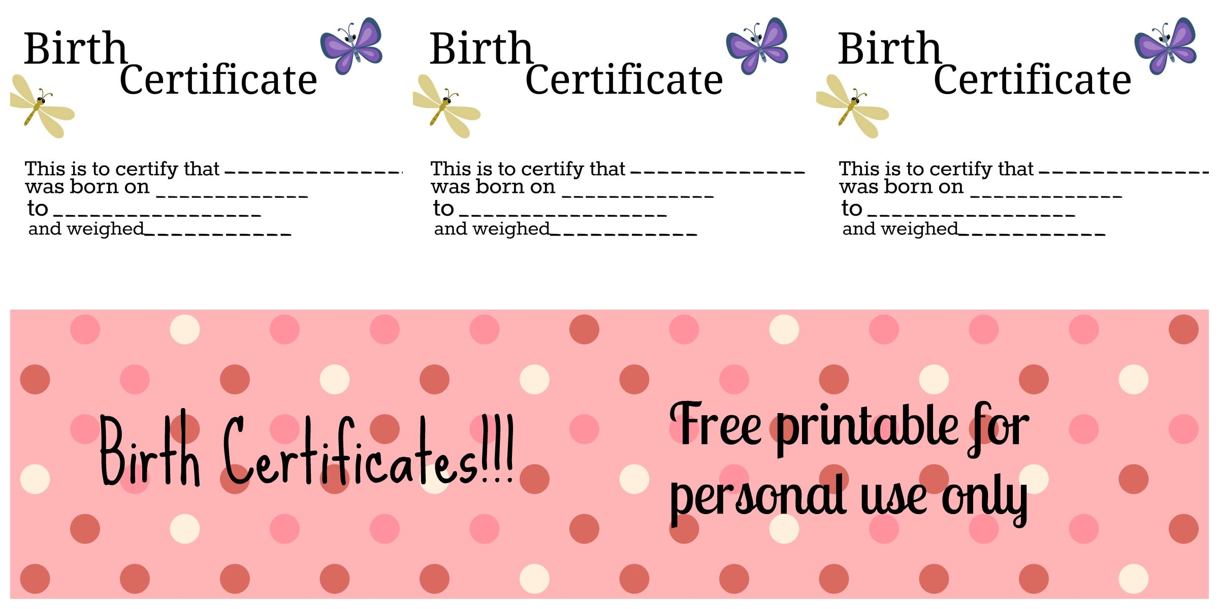Free Printable Doll Birth Certificates And Announcements My Doll Life