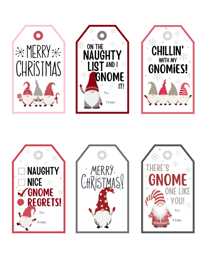 Free Printable Gnome Christmas Gift Tags Baking You Happier