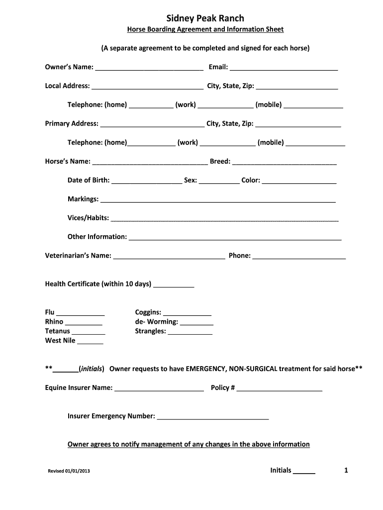 Free Printable Horse Boarding Contract Fill Out Sign Online DocHub
