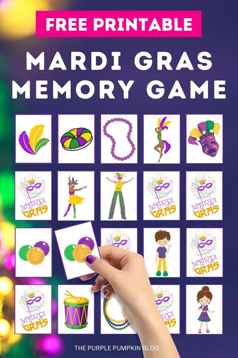 Free Printable Mardi Gras Memory Card Game Matching Pairs 