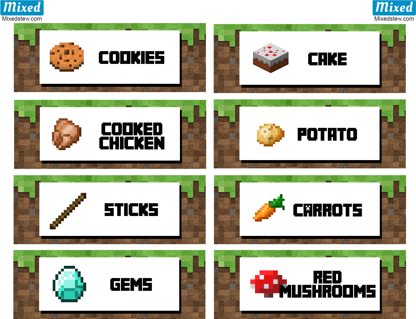 Free Printable Minecraft Birthday Bookmarks Pepper Minecraft Food Label Printables Full Size PNG Download Minecraft Food Minecraft Birthday Minecraft Party
