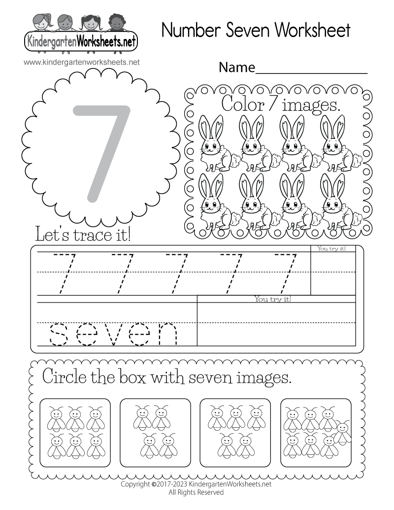 Free Printable Number Seven Worksheet