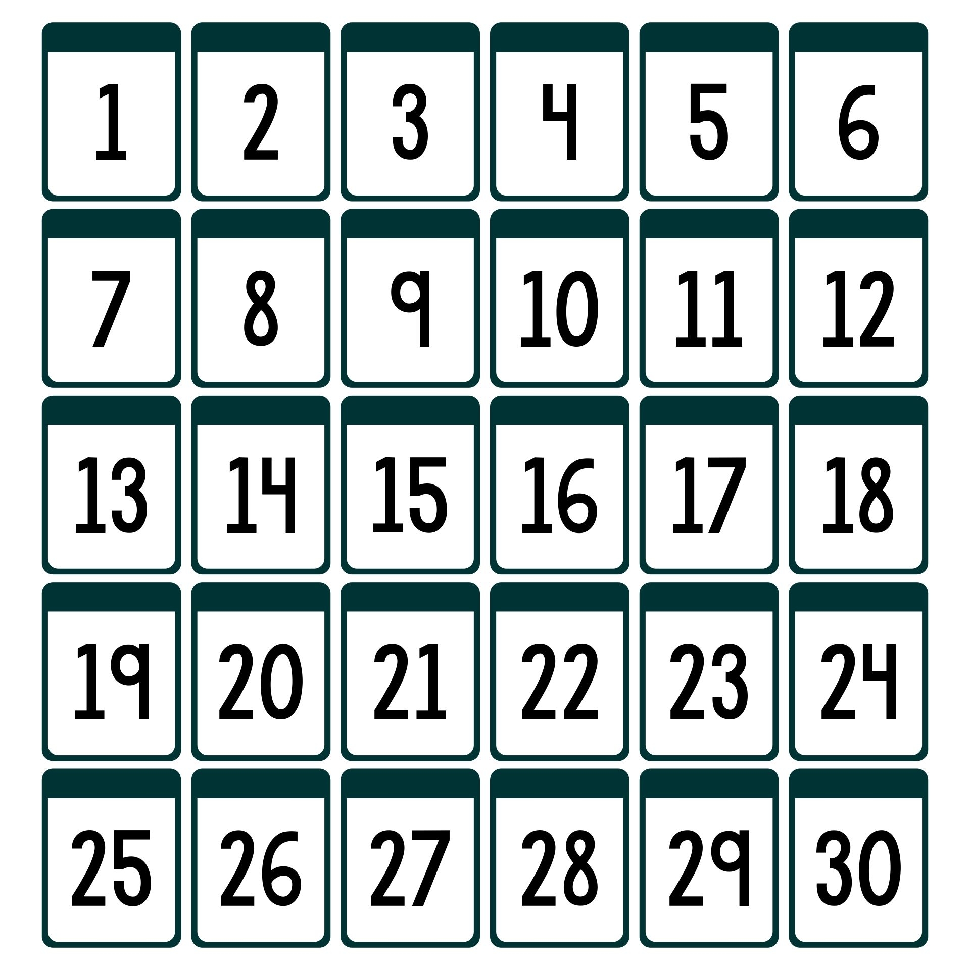 Number Cards 1-40 Printable
