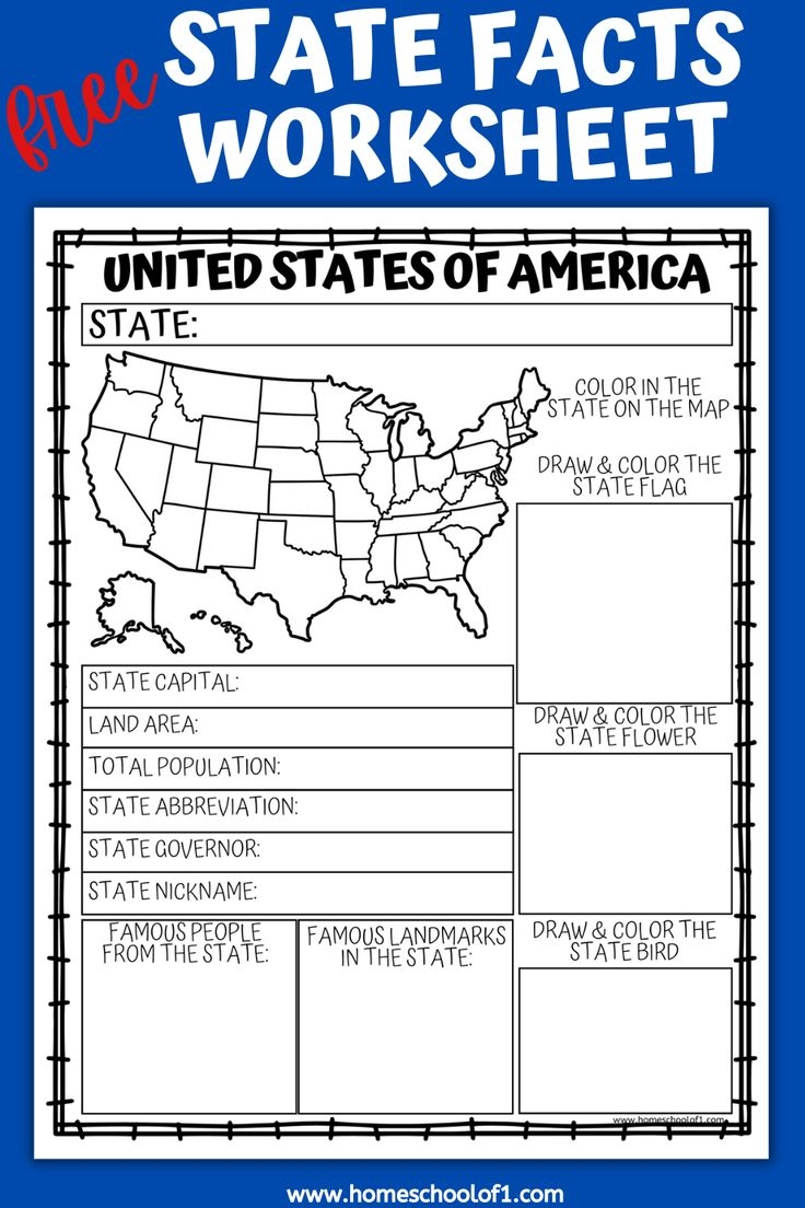 Free Printable State Facts Worksheet Learning States Social Studies Worksheets Geography Lessons