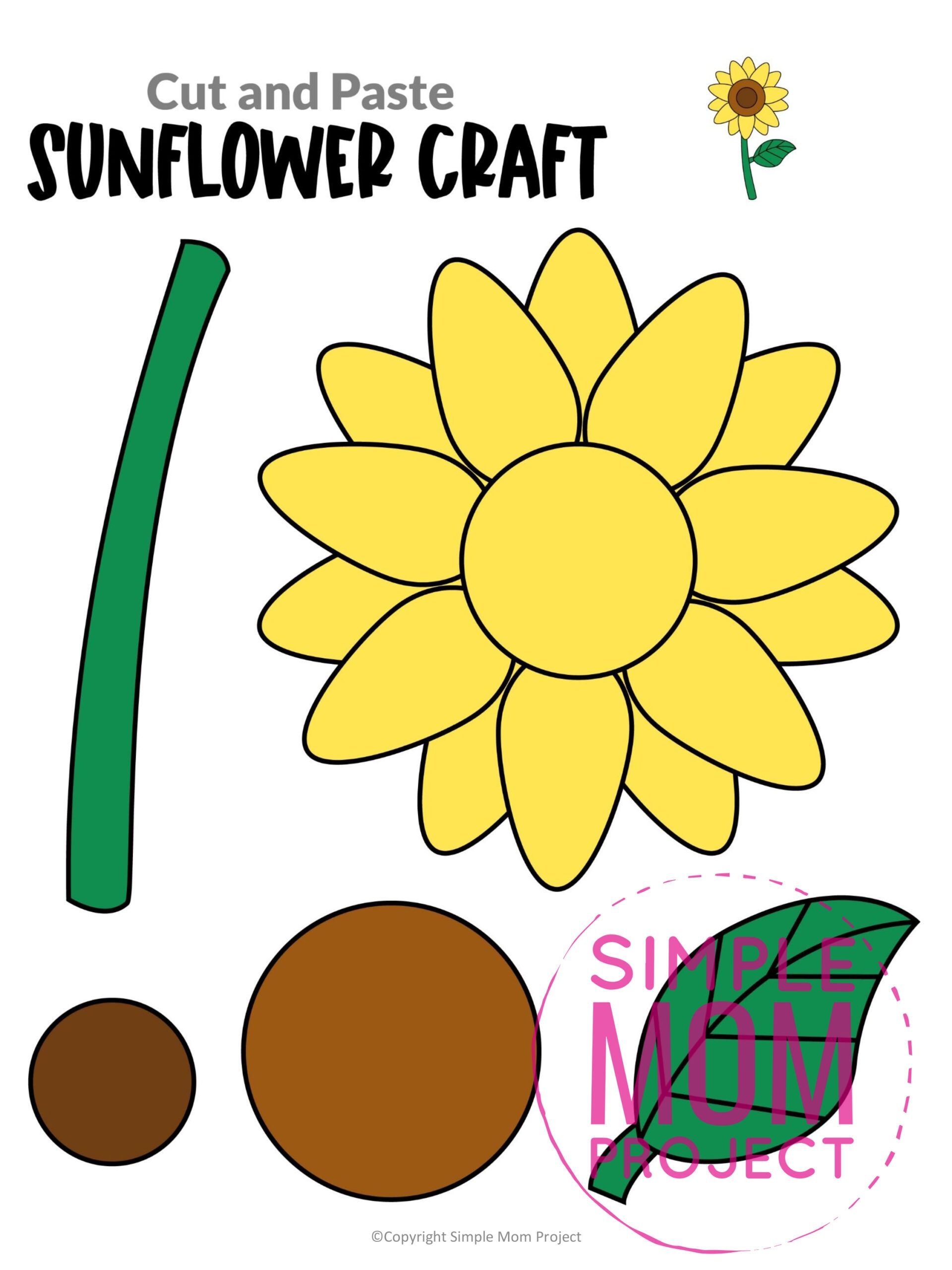 Free Printable Sunflower Craft Template Sunflower Crafts Sunflower Template Sunflower Paper Craft
