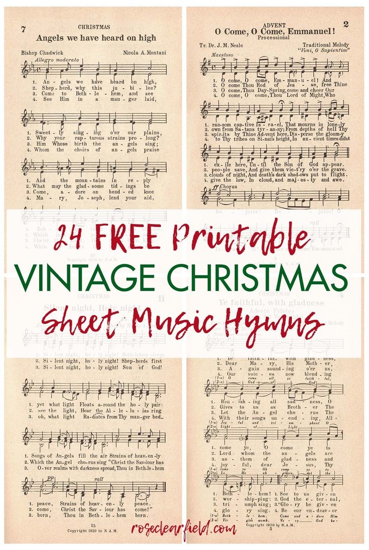 Free Printable Vintage Christmas Sheet Music Christmas Sheet Music Free Christmas Printables Hymn Sheet Music