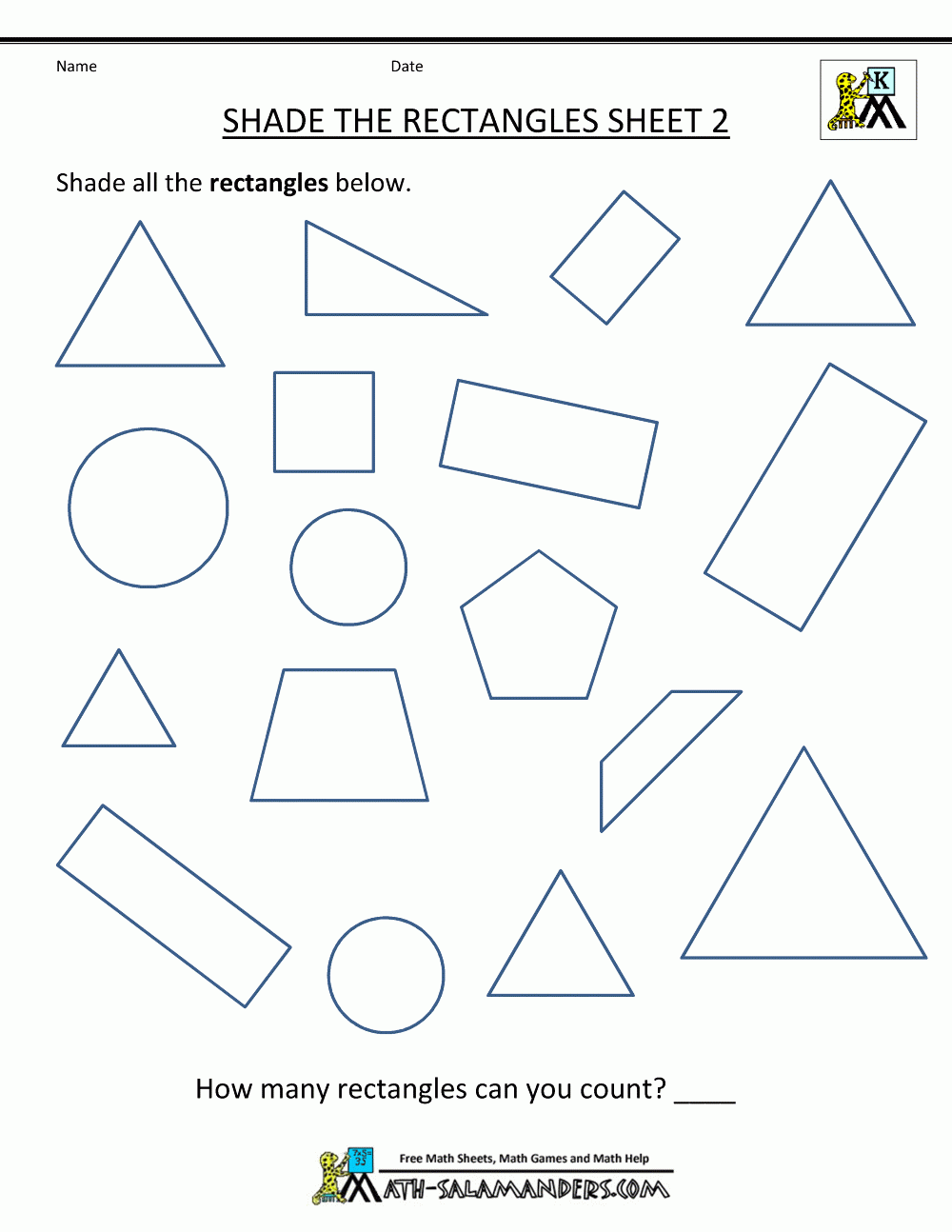 Free Printable Identifying Shapes Worksheets