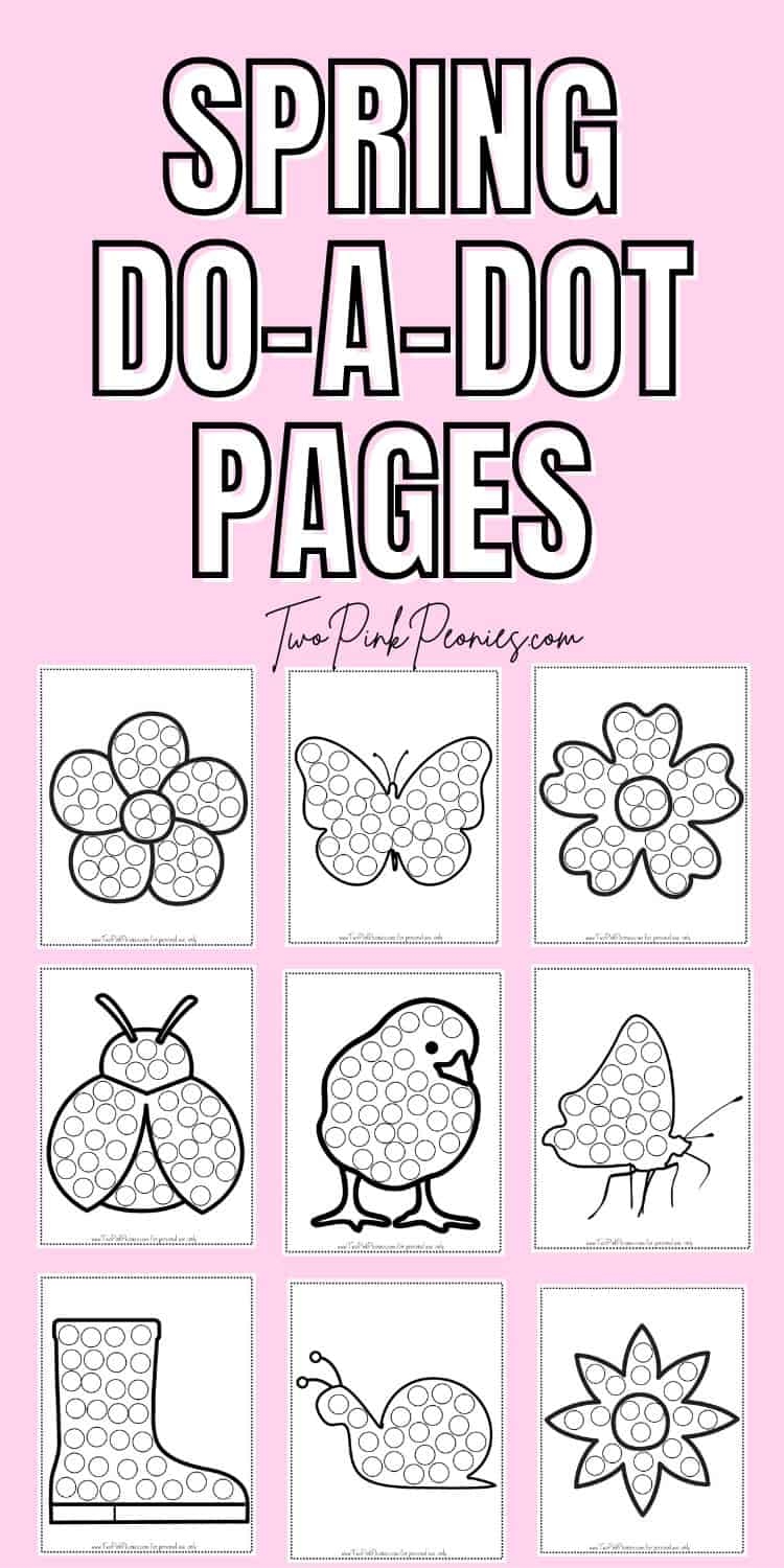 Free Spring Dot Marker Pages Two Pink Peonies