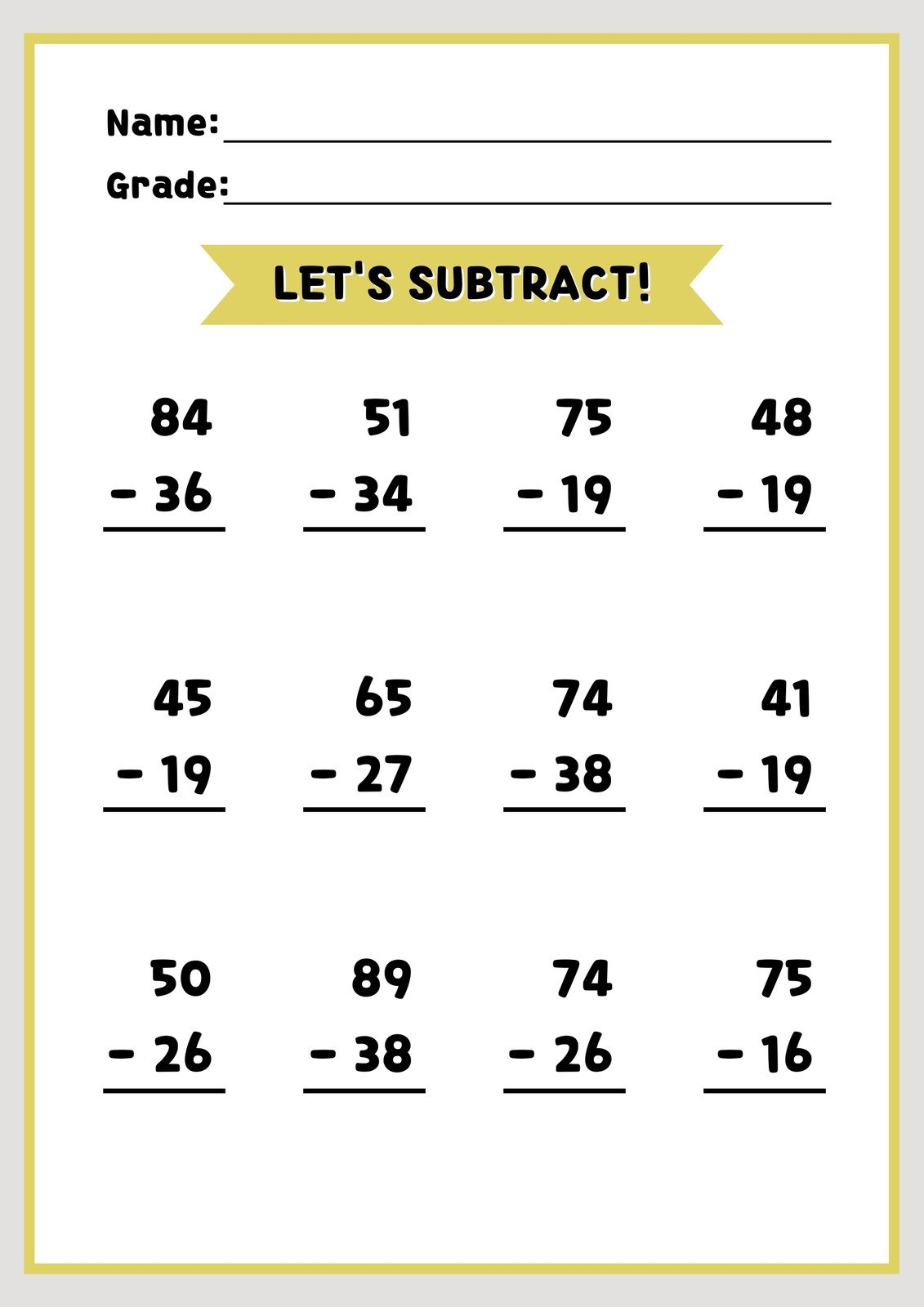 Basic Subtraction With Pictures Worksheet