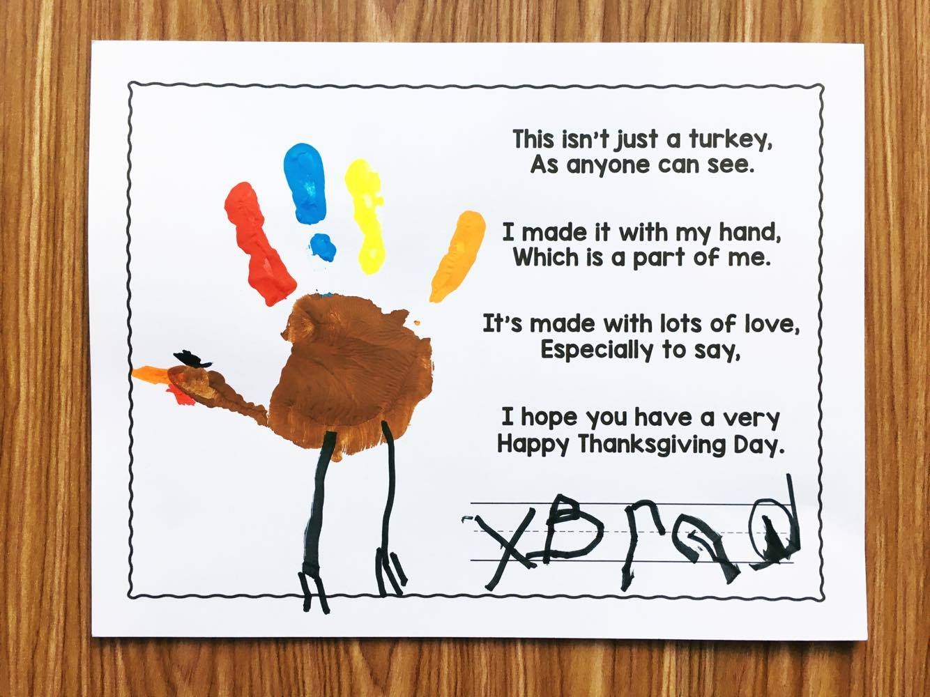 Free Turkey Handprint Poem Simply Kinder