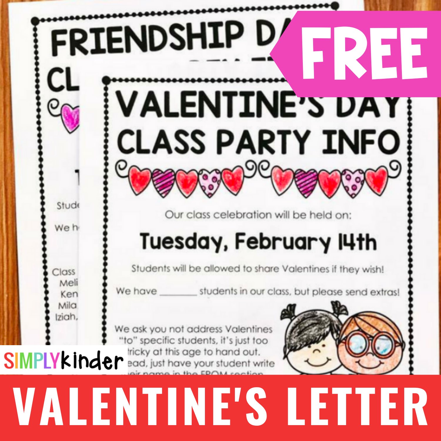 Free Valentine s Day Letter Simply Kinder