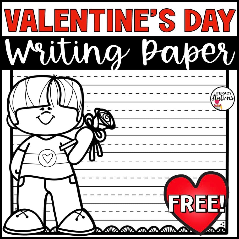 Free Valentines Writing Paper Literacy Stations