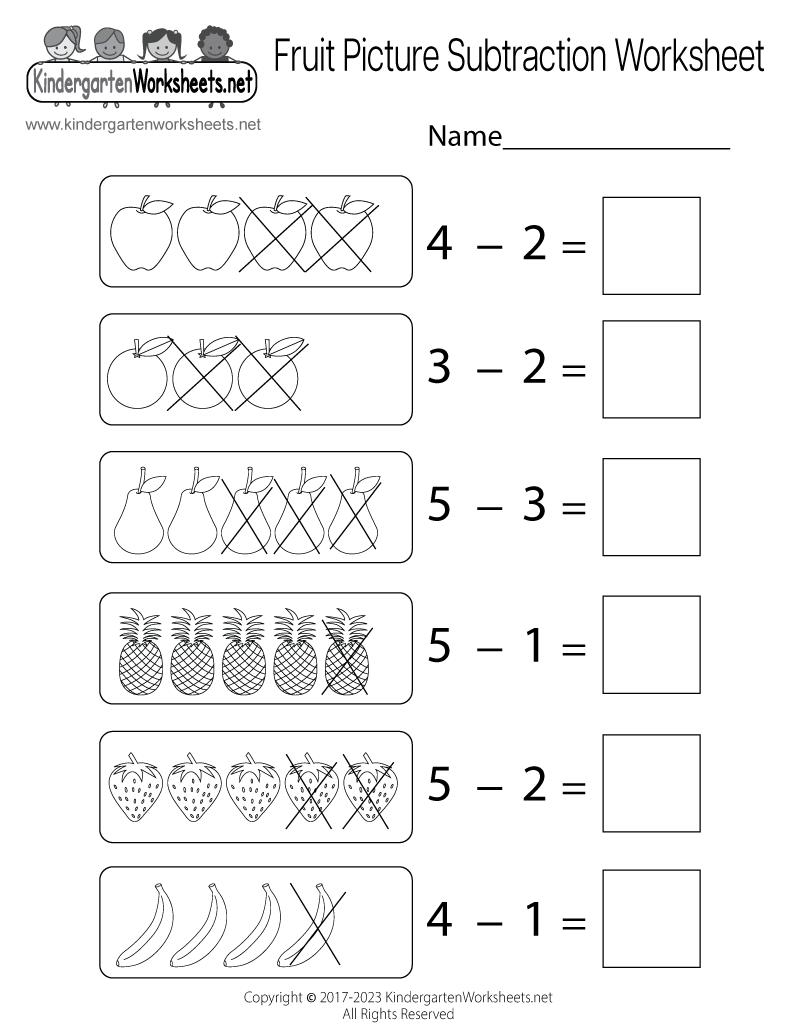 Subtraction Worksheet With Pictures