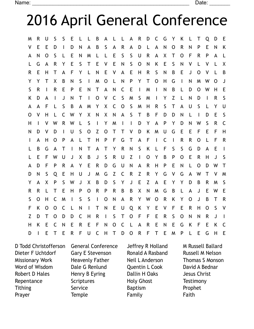 General Conference Word Search WordMint