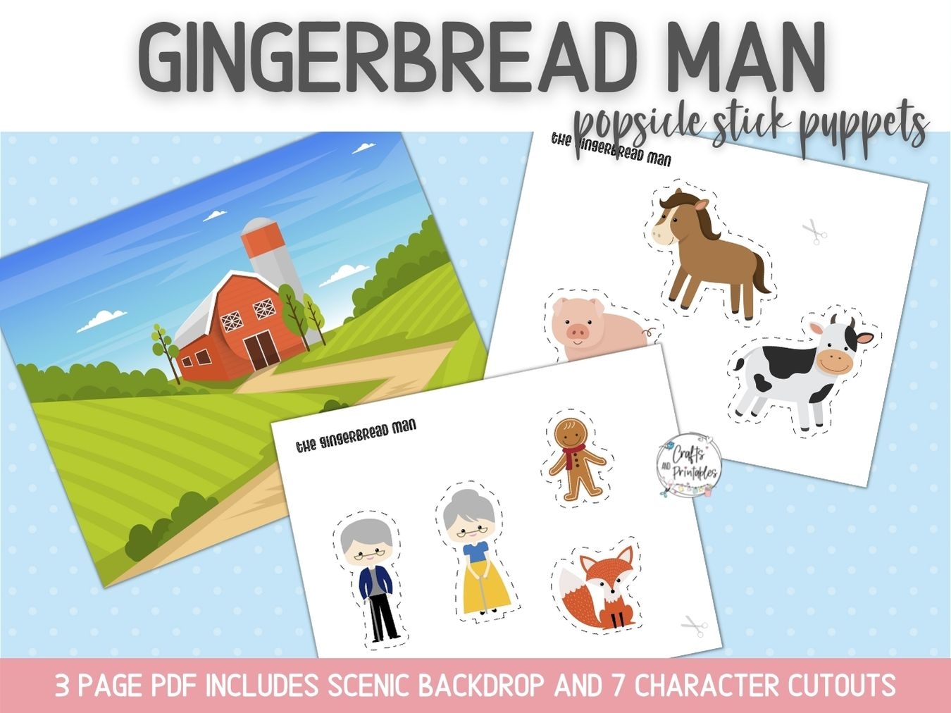 Gingerbread Man Popsicle Stick Puppets Printable Crafts And Printables Shop