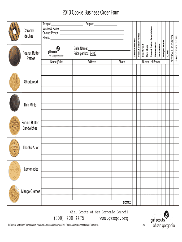 Girl Scout Cookie Order Form 2024 Printable Free