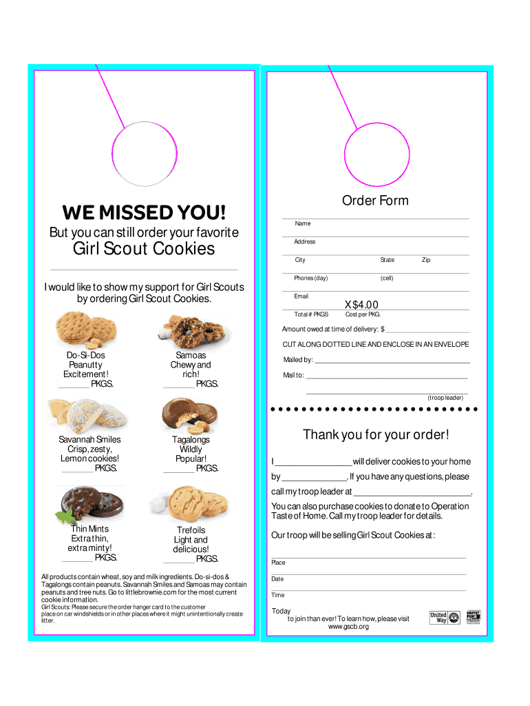 Girl Scout Cookie Order Form 2024 Fill Out Sign Online DocHub