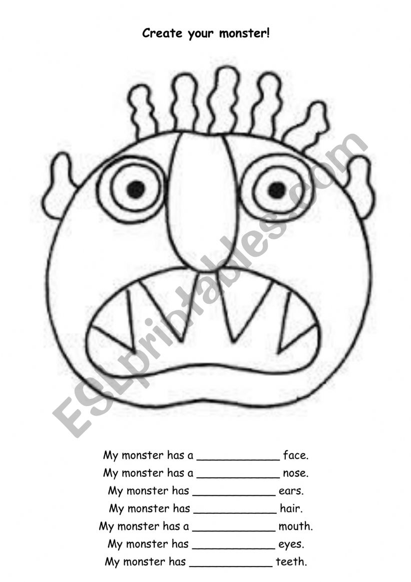 Go Away Big Green Monster ESL Worksheet By EeveeQueen