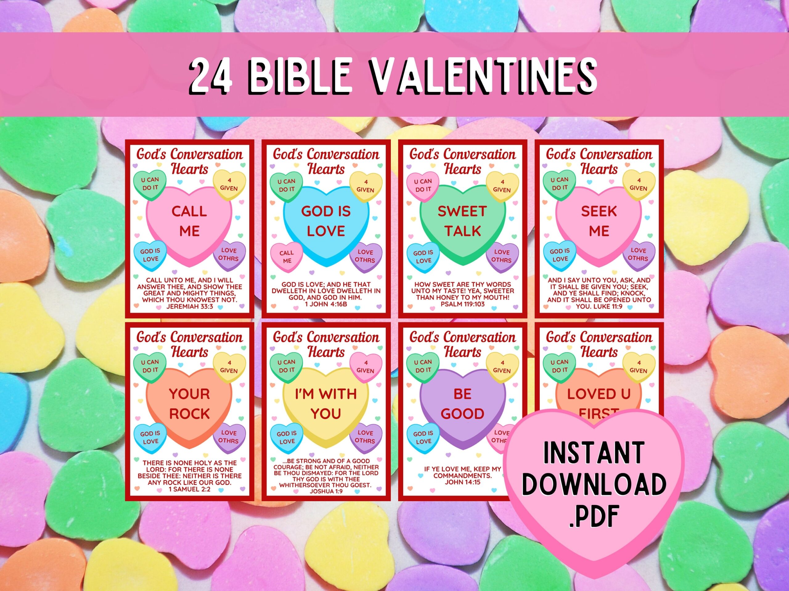 God s Conversation Hearts Valentine Cards Bible Valentine Cards Bible Valentines Church Valentines Conversation Hearts Etsy
