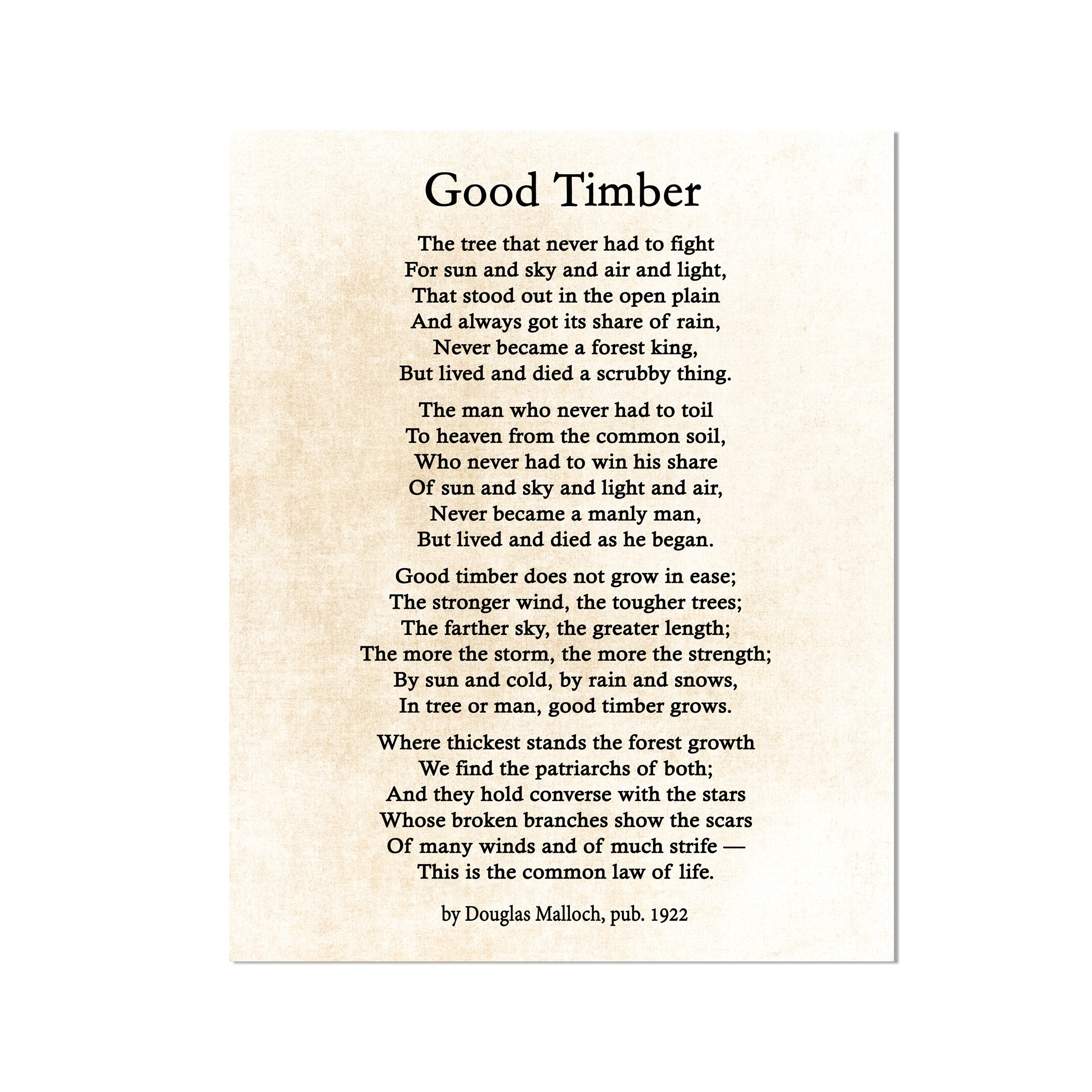 Good Timber Poem Printable