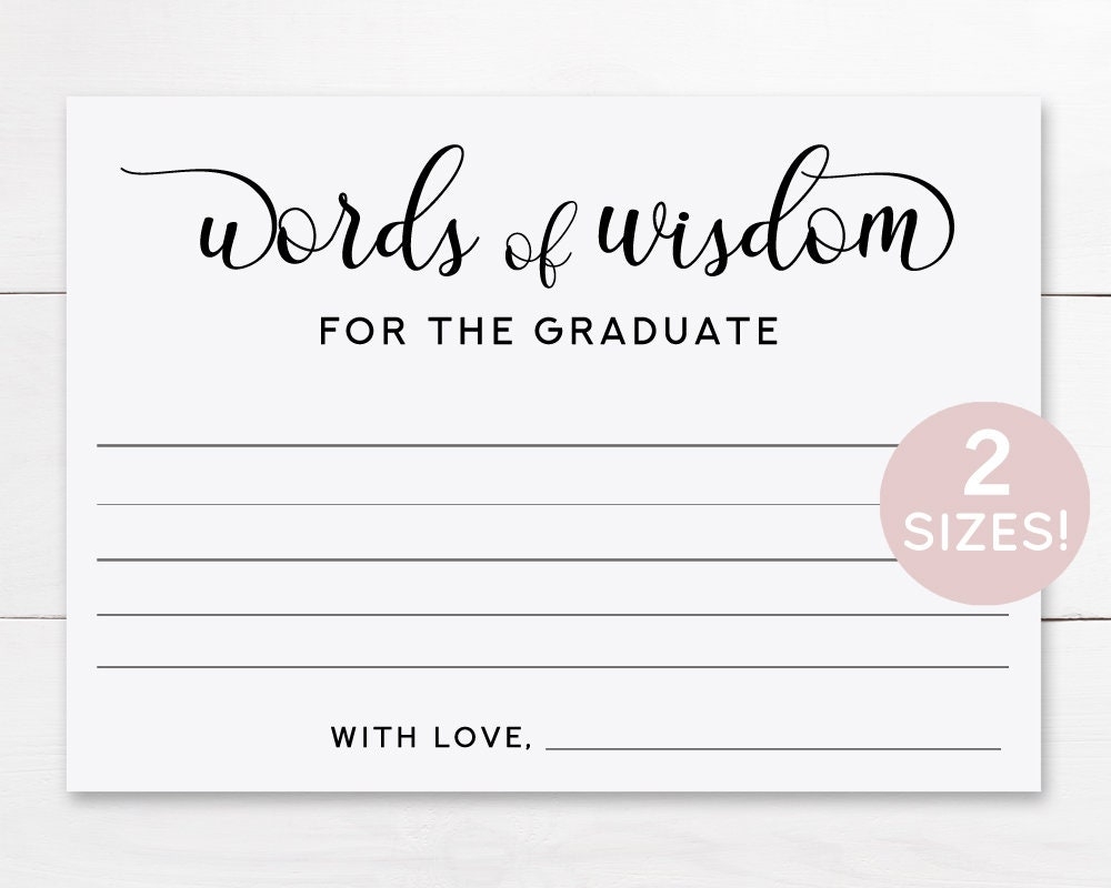 Graduate Words Of Wisdom Cards Printable Graduate Advice Card Graduation Sign Printable High School Graduation Party Idea Printable Etsy
