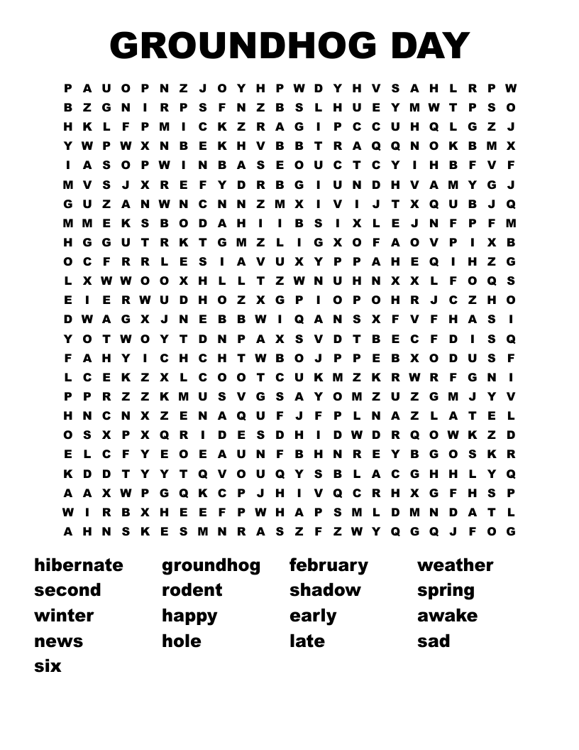 GROUNDHOG DAY Word Search WordMint