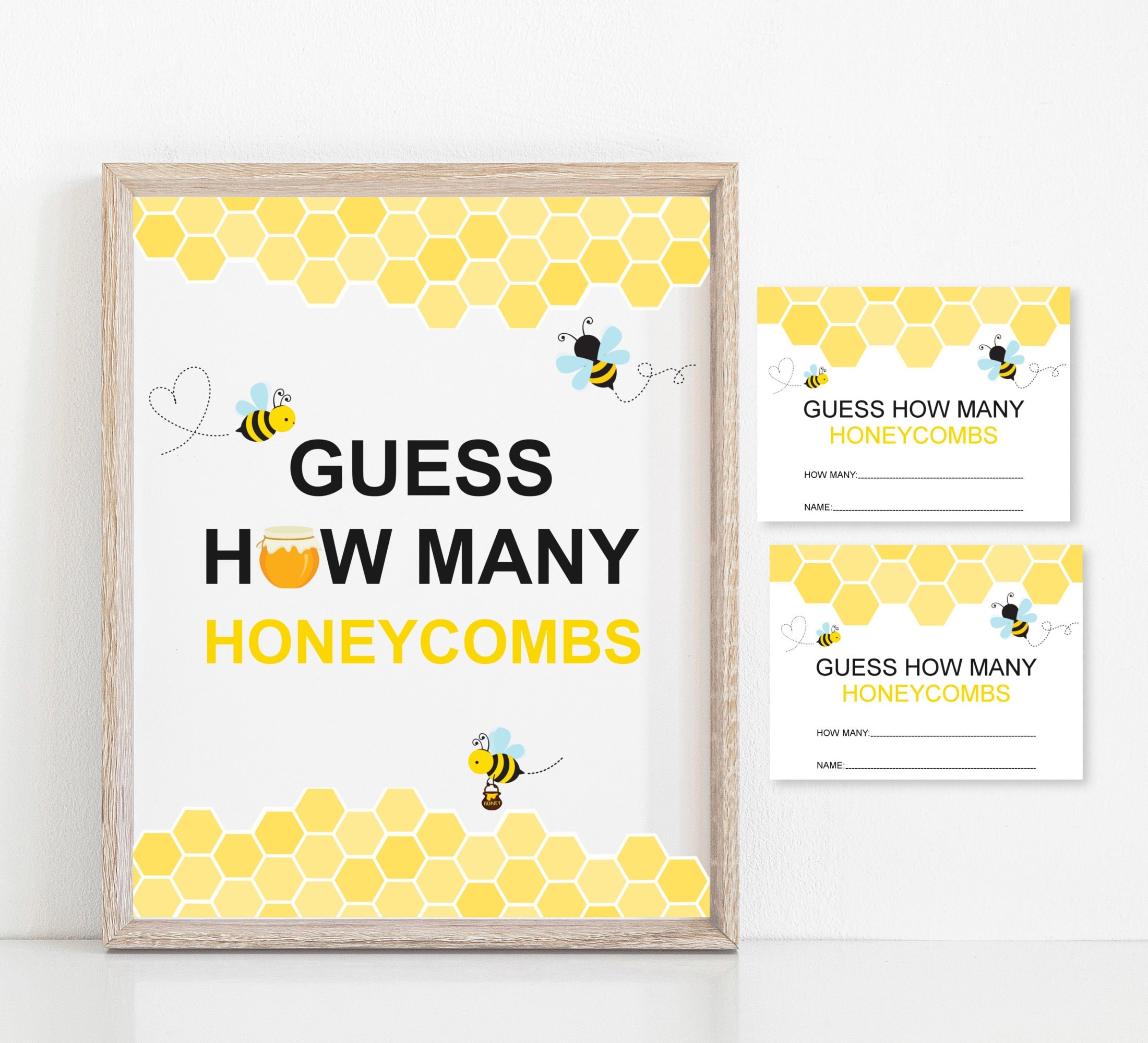 Guess How Many Honeycombs Game Bumble Bee Baby Shower Game Printable Candies Guessing Game Mommy To Bee Baby Shower NOT Editable C61 Etsy