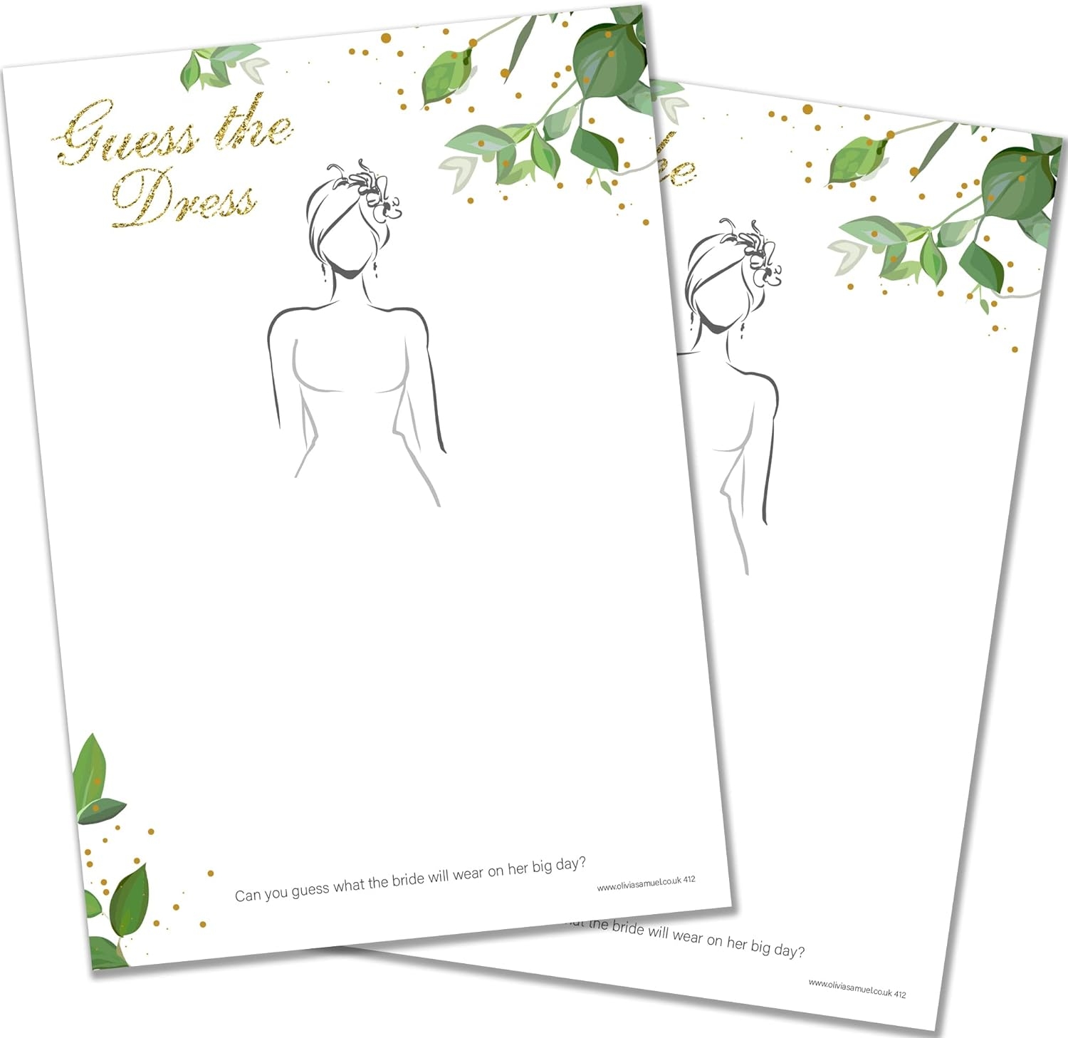 Guess The Dress 20 X Guess The Dress Bridal Shower Hen Party Game Botanicals Design