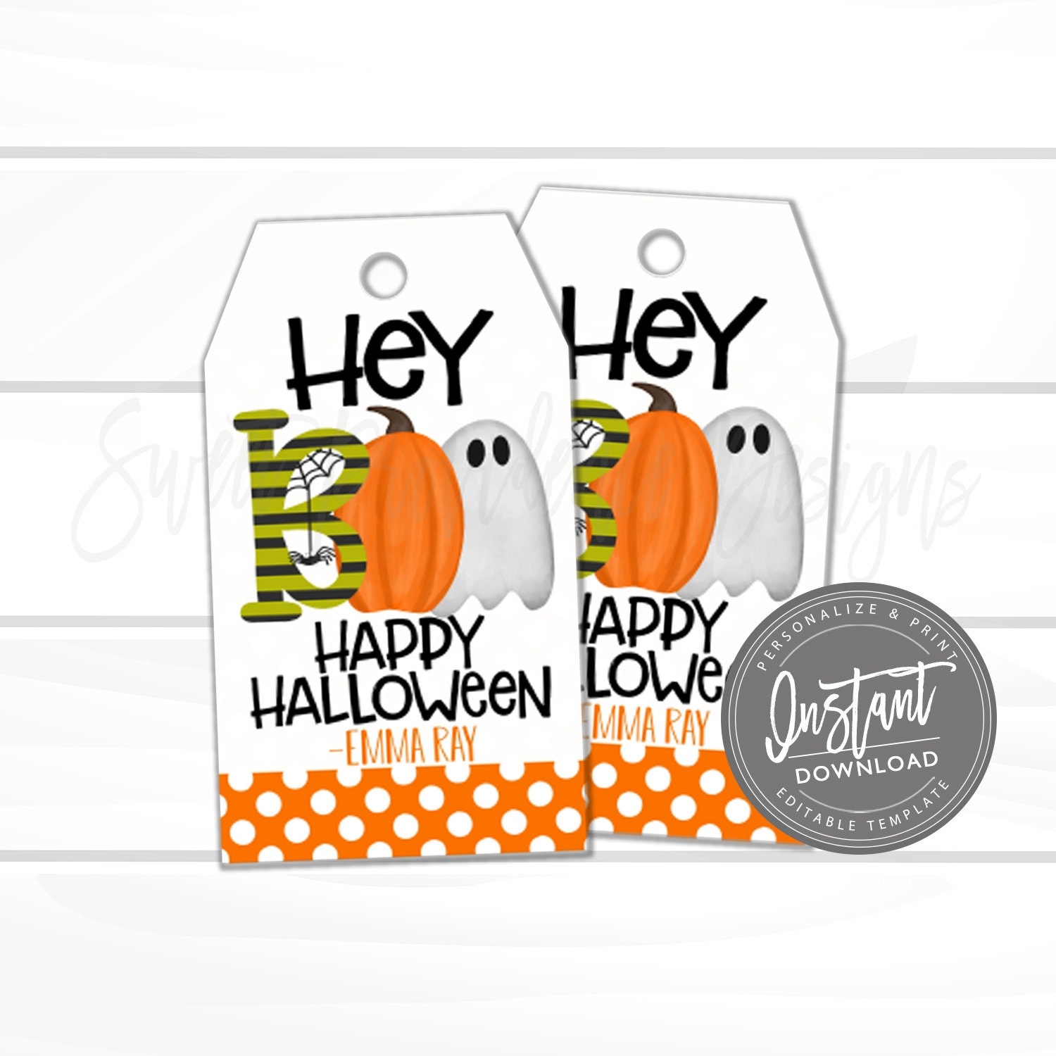Halloween Gift Tags Editable Birthday Personalized Halloween Tags Printable Hey Boo Favor Tags EDITABLE INSTANT DOWNLOAD Sweet Providence Designs