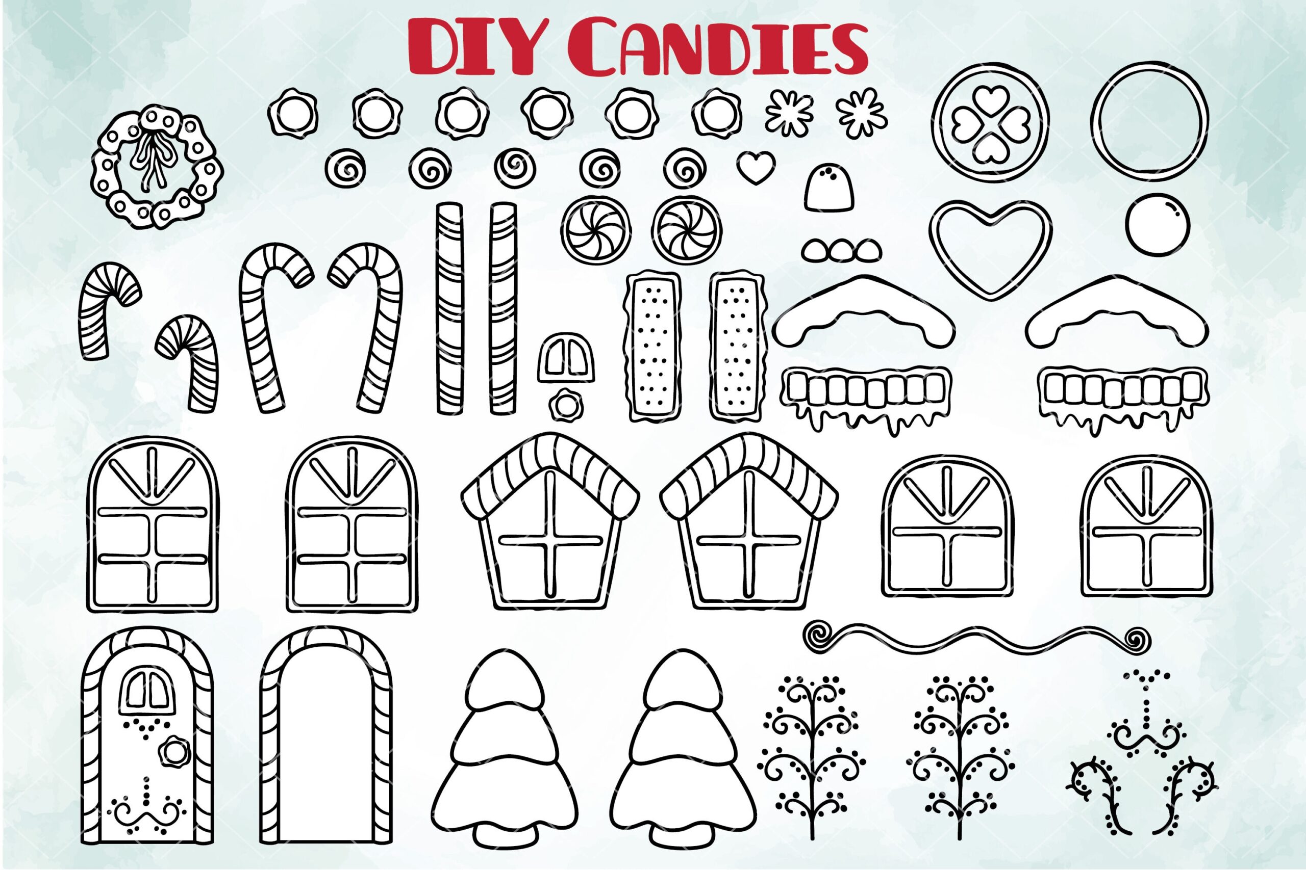 Hand Drawn Gingerbread Cookies DIY Boy Girl Christmas Candy Hous By Digital Draw Studio TheHungryJPEG
