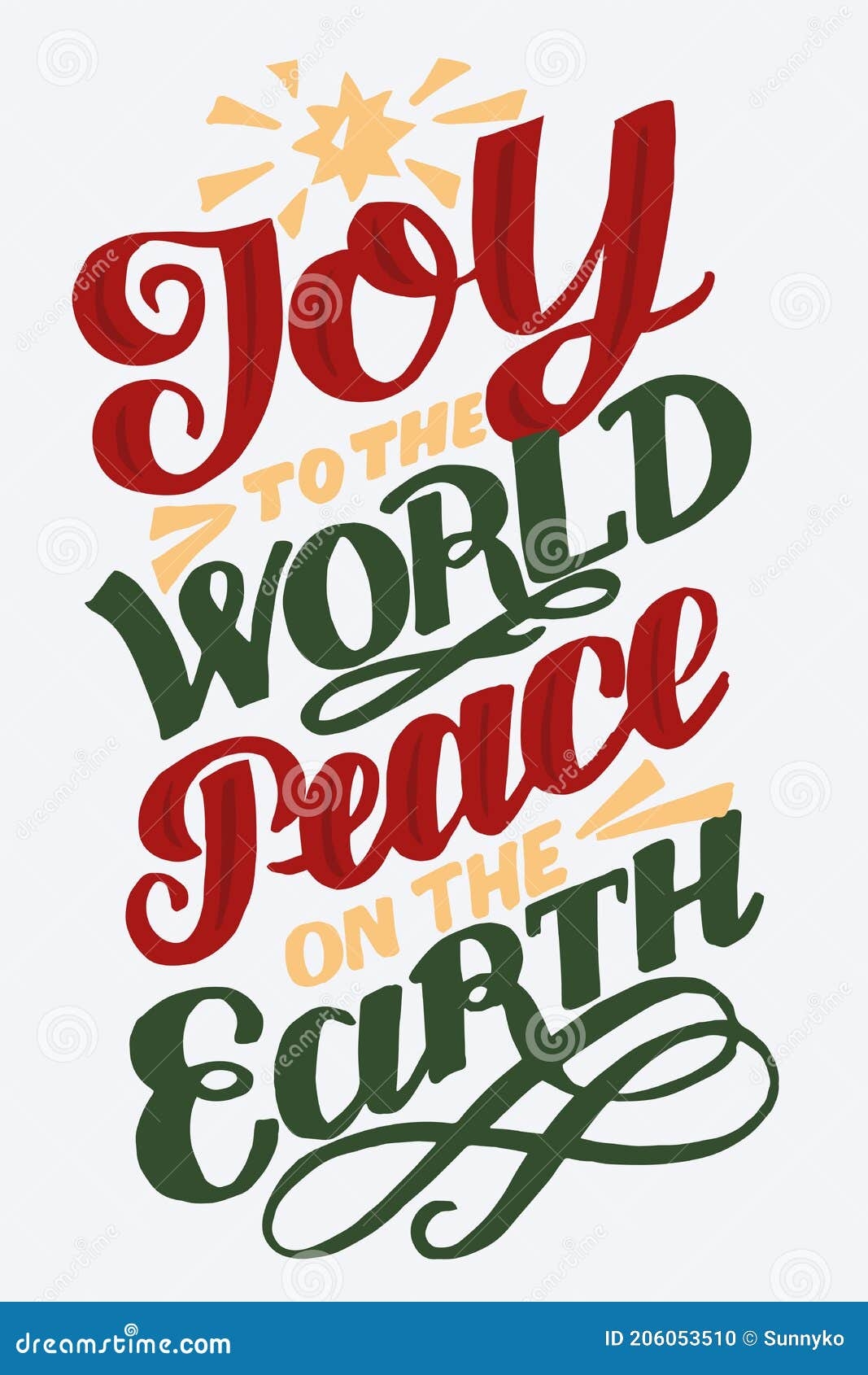 Hand Lettering With Words Joy To The World Peace On Earth Stock Photo Image Of Logo Serve 206053510