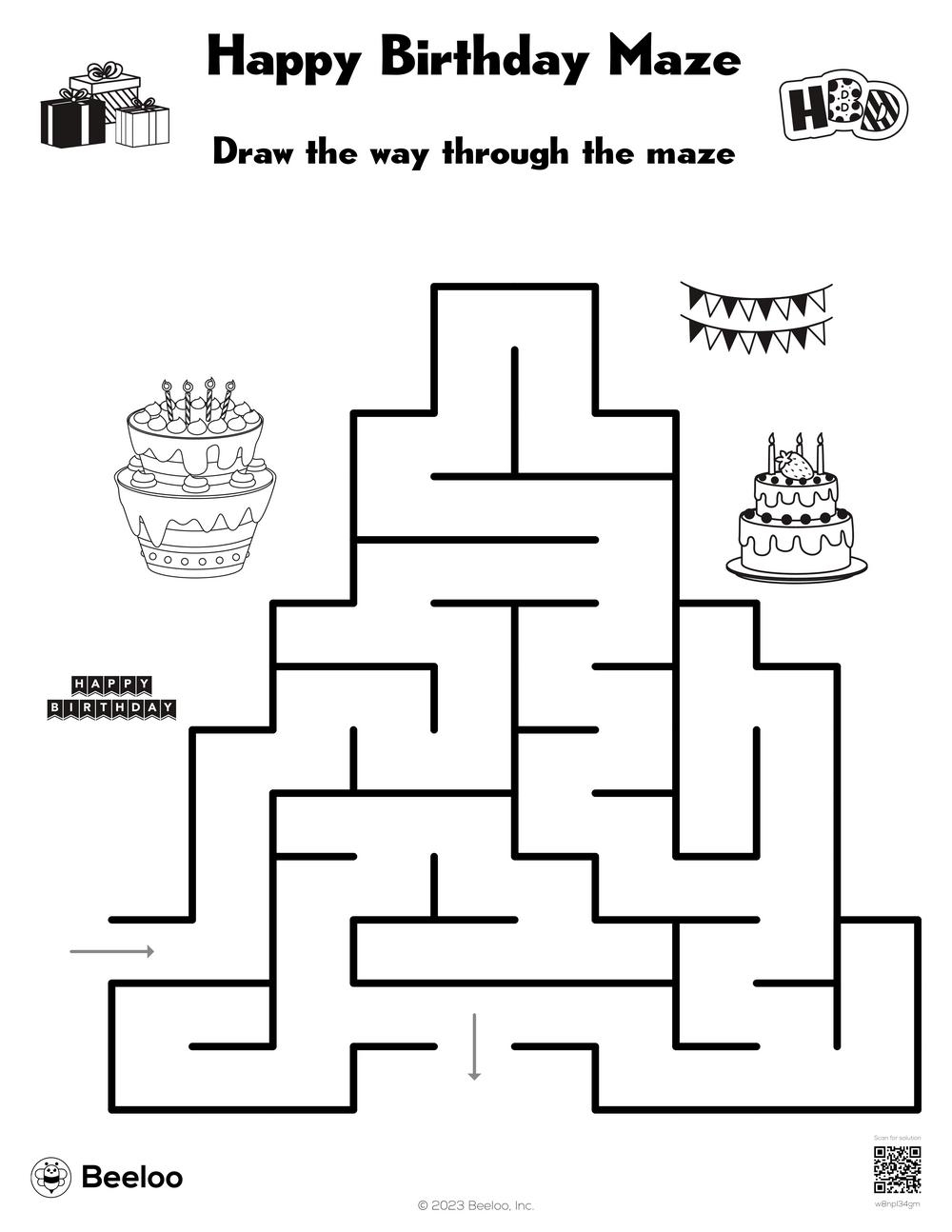 Happy Birthday Maze Beeloo Printable Crafts And Activities For Kids