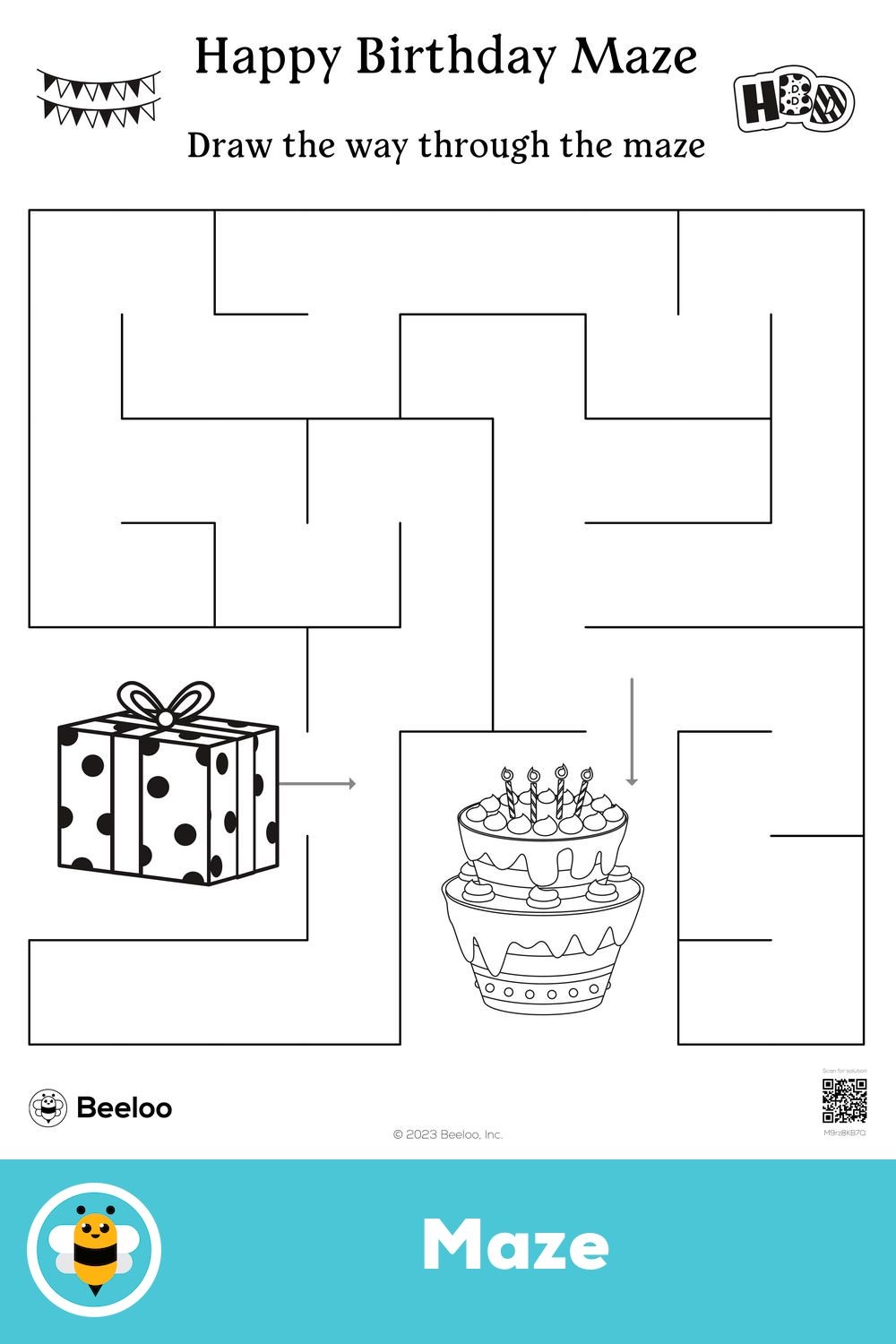 Happy Birthday Maze Mazes For Kids Happy Birthday Cards Printable Happy 6th Birthday